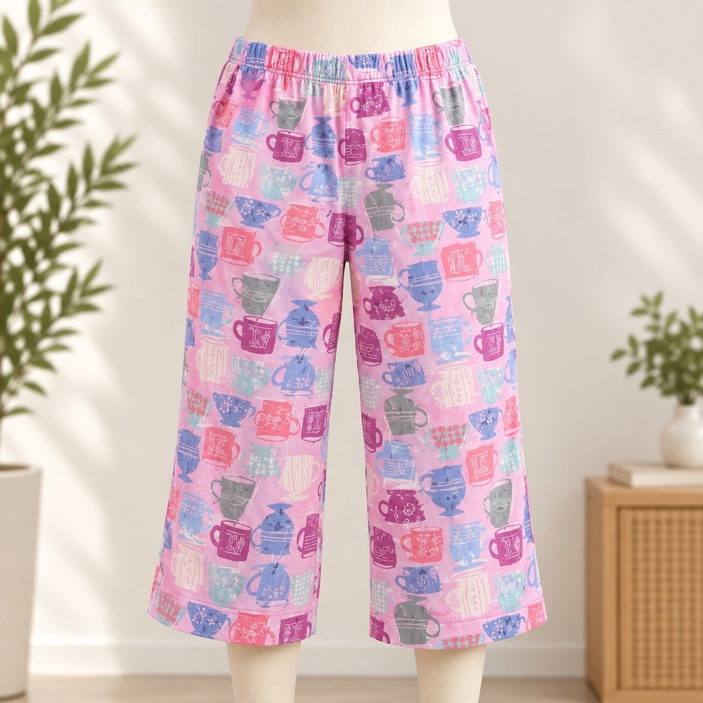 Secret Treasures Pajama Pants Womens 2X Pink Coffee Mug Print Capri Sleepwear